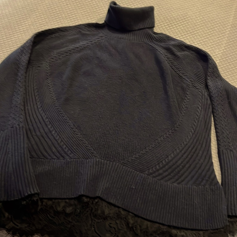 Olivia Palermo for Banana Republic turtleneck sweater with black lace trim